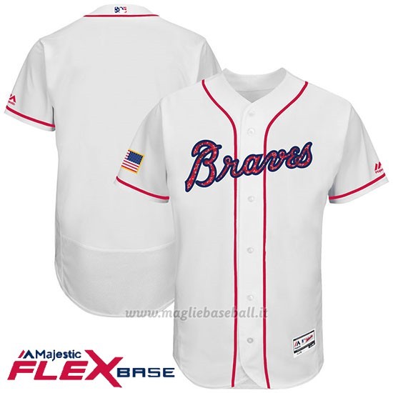 Maglia Baseball Uomo Atlanta Braves 2017 Estrellas y Rayas Bianco Flex Base